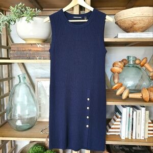 Country Road Wool Rib Knit Mini Dress NWOT Size M Navy
